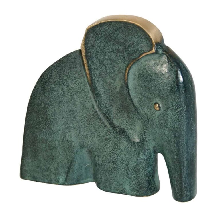 Elefant, gylden/grøn patineret