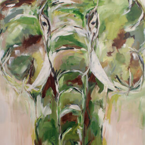 Grøn elefant 80x120 cm. Kr. 8800
