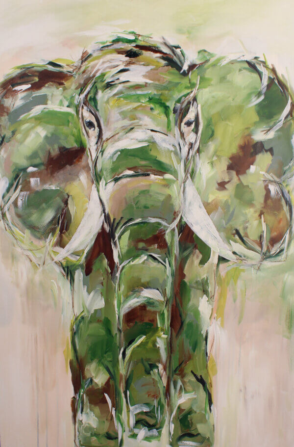 Grøn elefant 80x120 cm. Kr. 7600