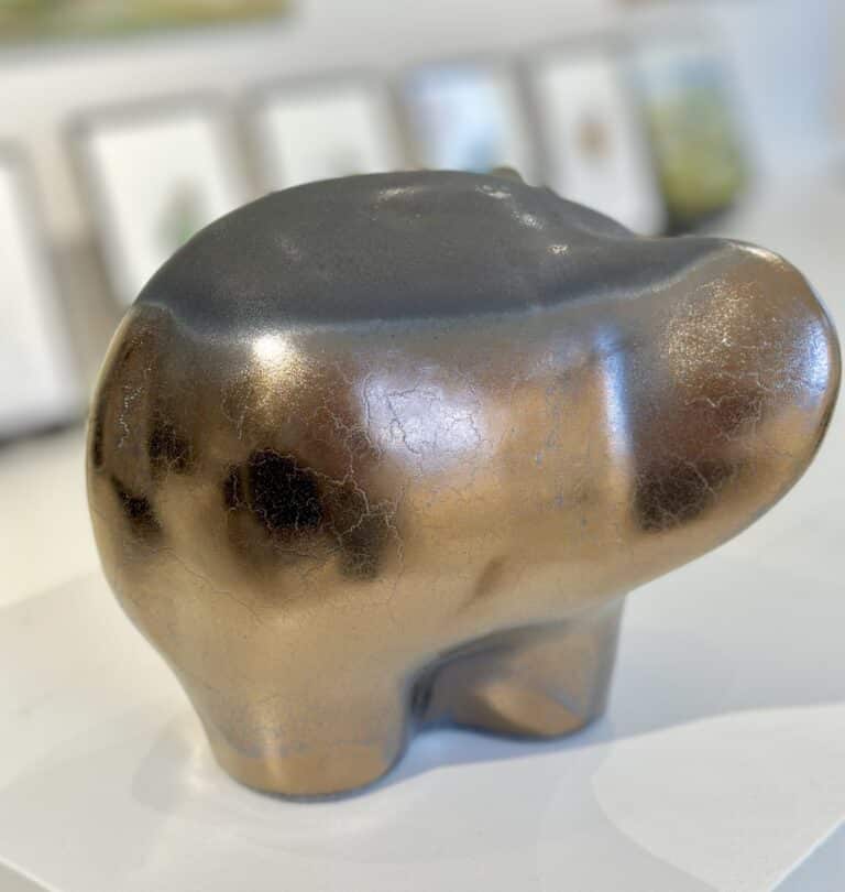 OTTO Elefant - gylden/bronze glasur med mørk lava ryg/hale - Billede 2