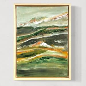 Maleri i massiv egetræsramme 30x40 cm. abstrakt motiv II