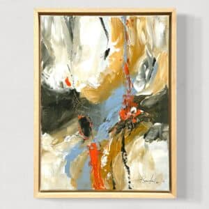Maleri i massiv egetræsramme 30x40 cm. abstrakt motiv I