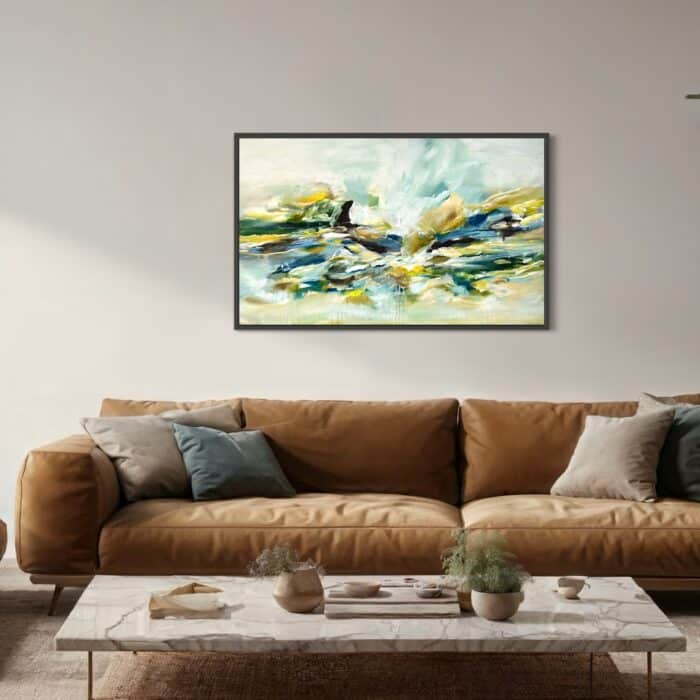 Spirende grønt, Blå brus, Solens guld 80x130 cm. - Billede 2