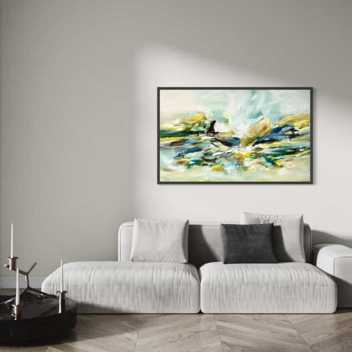 Spirende grønt, Blå brus, Solens guld 80x130 cm. - Billede 3