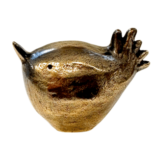 Guldfugl i bronze "Livsglad" brunpatineret