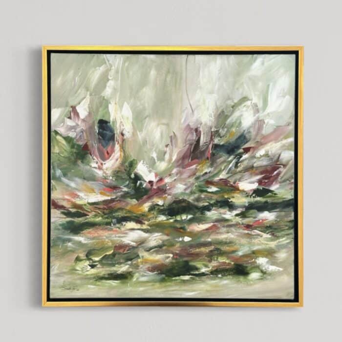 Åndehul 50x50 cm. Monteret i guldramme