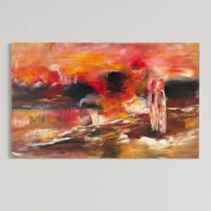 Solen er så rød 70x130 cm. (Studie)