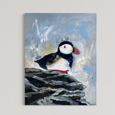Søpapegøje på klippe 90x70 cm.