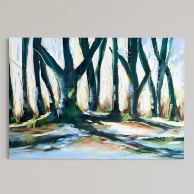 Når du trækker vejret med lange pauser, svarer dit indre med små applauser 90x130 cm.