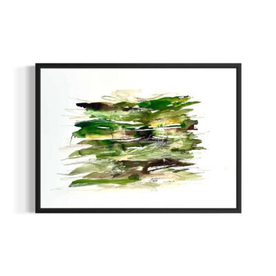 Papirværk str. 70x50 cm. abstrakt landskab