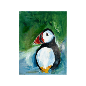 Søpapegøje på grøn baggrund 60x80