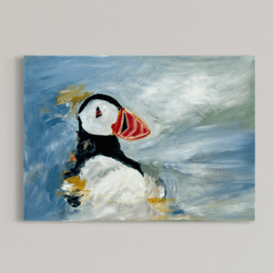 Søpapegøje på drømmende baggrund 50x70 cm.