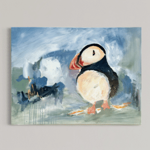 Søpapegøje i abstrakt landskab 60x80 cm.