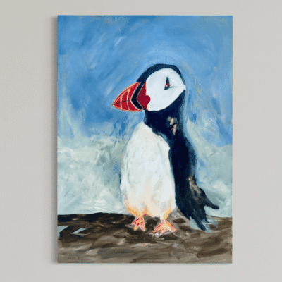 Søpapegøje, stående 60x80 cm.