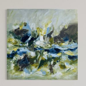 Forår på spring i florlette glimt 100x100 cm.