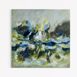 Forår på spring i florlette glimt 100x100 cm.