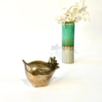 LIVSGLAD, figur i massiv bronze, blank poleret
